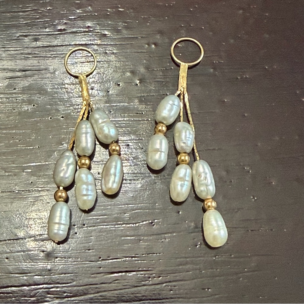 14 Kt yellow gold with real pearls - earring add ons